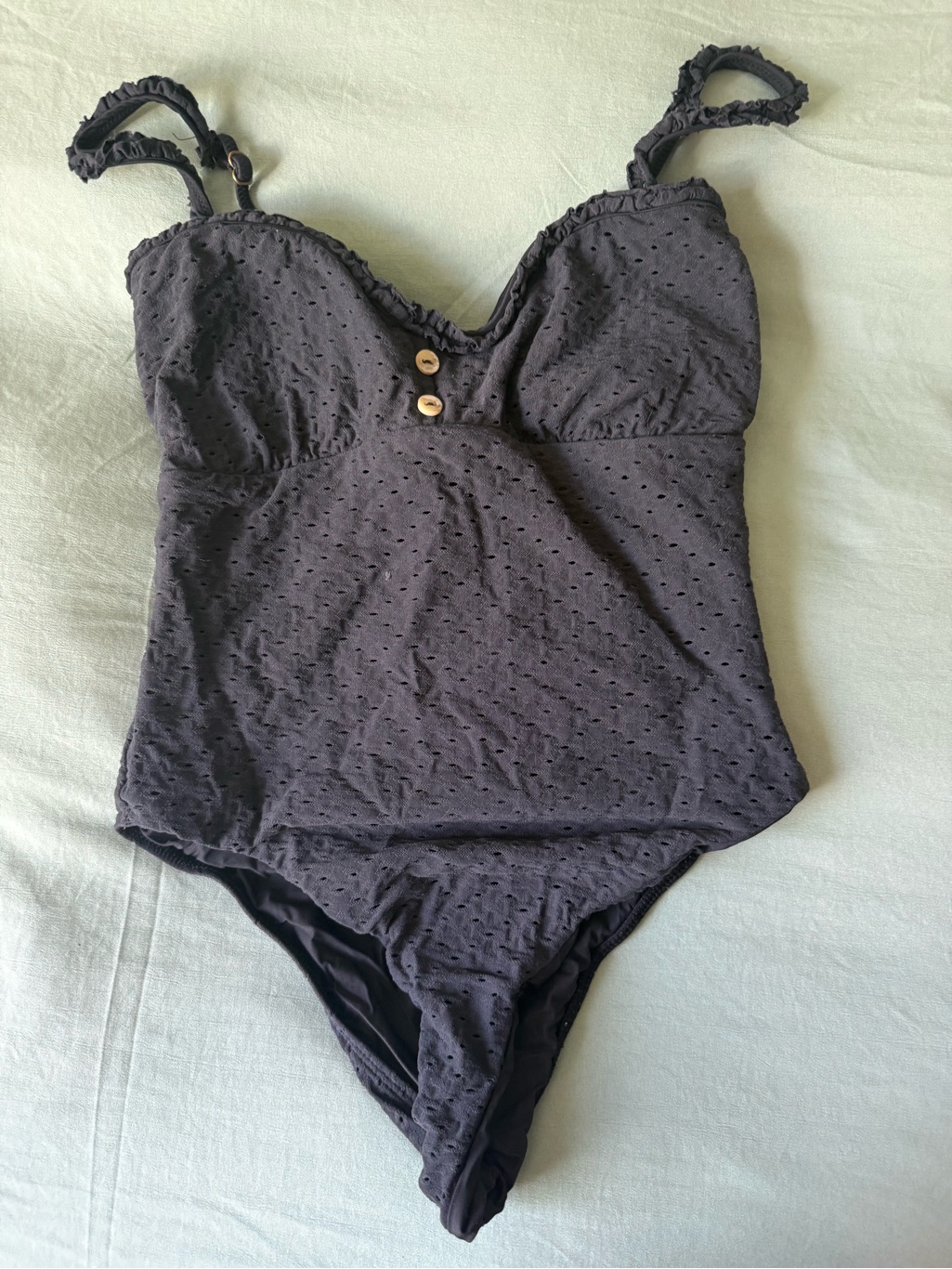 Sofia By Vix Black Eyelet Ruffle One-Piece Swimsuit